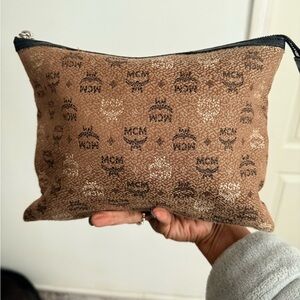 MCM Brown Monogram Zip Pouch